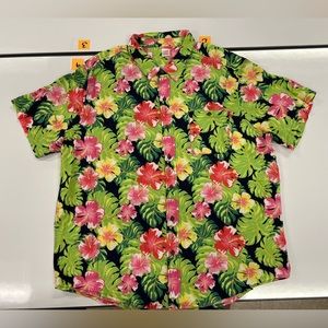 Mens Gymboree Colorful Tropical Short Sleeve Linen Beach Button Up Shirt Sz XXL